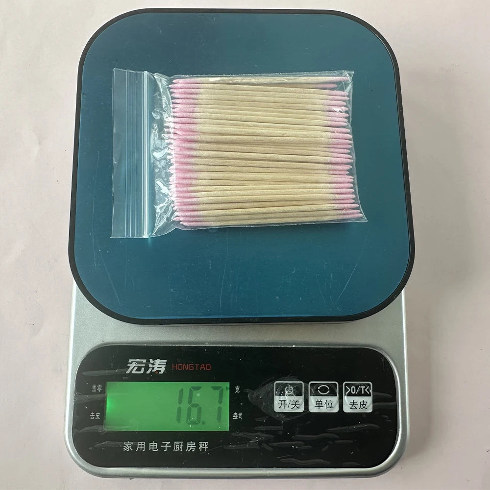 400 Stück rosa Doppelkopf-Nagelkunst-Nagelhautschieber-Entferner, 7 cm, orangefarbene Holzstäbchen, Wattestäbchen, sauberes Werkzeug für Nagel-Strass-Make-up