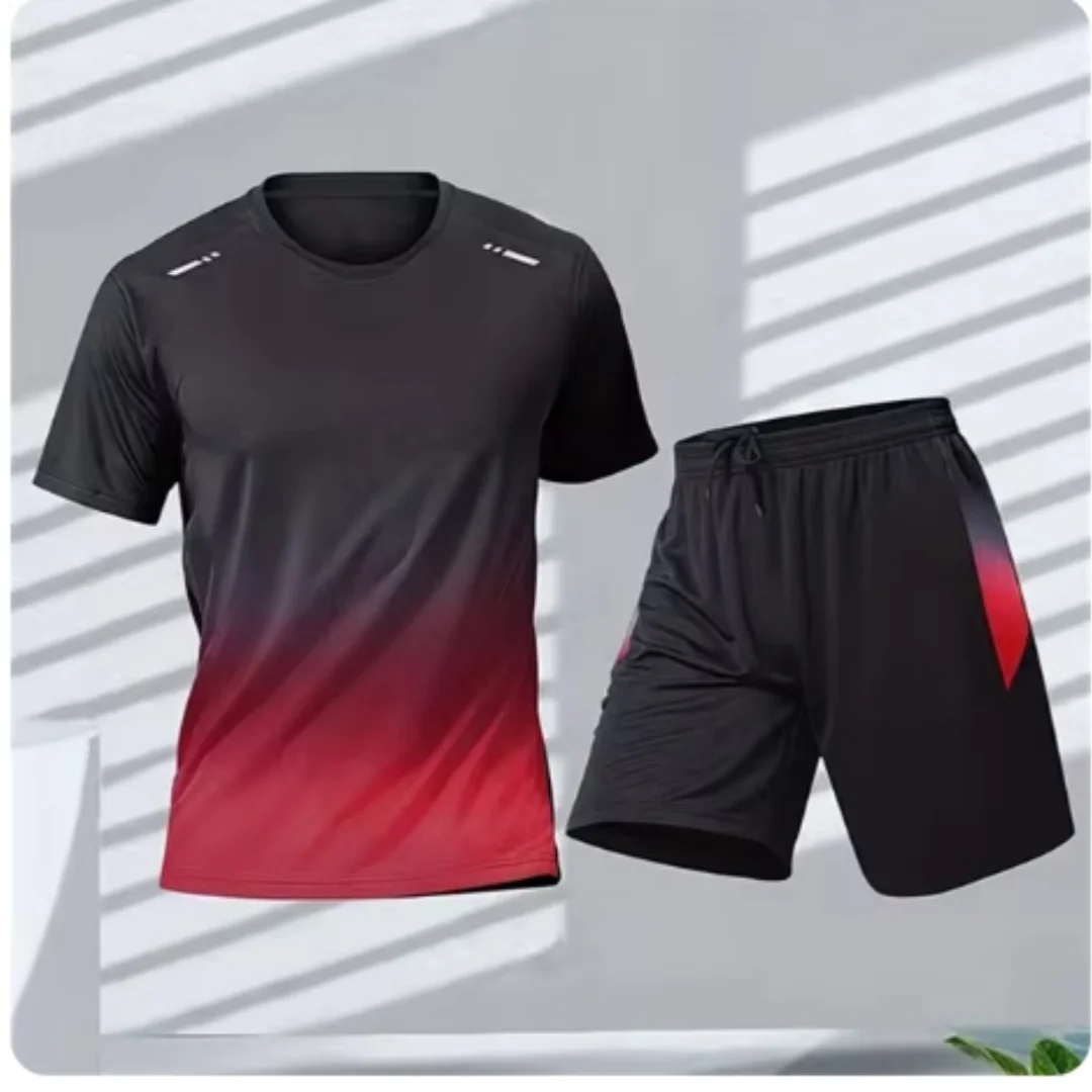 Sommer Fitness Männer laufen Kurzarm T-Shirt + Shorts zweiteiliges Set Sportswear Casual Fitness Sport schnell trocknende Sets S-4XL