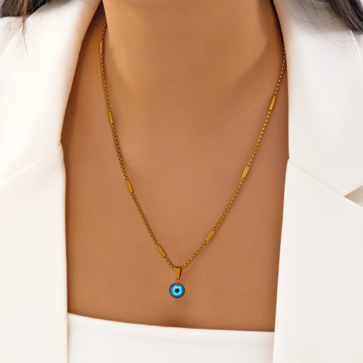 Glücksbringer Doppelschichtige Zirkon Böser Blick Halsketten für Damen und Herren Türkisches Auge Anhänger Halskette Party Schmuck Geschenk