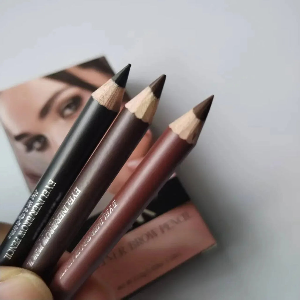 3 Farben Holz 2-in-1 Augenbrauen- & Eyeliner-Stift, Wasserfester Langanhaltender Dual-Use-Stift, Natürlicher Augen-Make-up-Stift