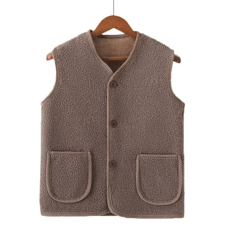 Winter warme Fleece-Weste für Mama, verdickte Lammwolle-Weste, Oberbekleidung für ältere Frauen, Herbst und Winter, Übergröße, isoliert