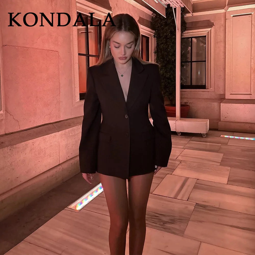 KONDALA 2026 Frühling Sommer Elegante Valentinstagsanzüge Modische Shrug-Jacken mit Taschen Elegante Reißverschlussröcke Schicke Baggy-Hosen