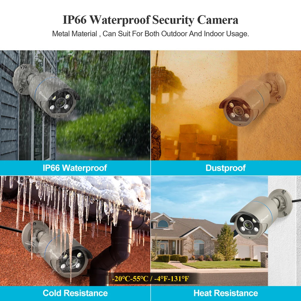 Techage 4MP Zwei-Wege-Audio POE IP-Kamera H.265 IP66 Wasserdichte Outdoor-Video-CCTV-Sicherheitsüberwachungskamera für POE NVR-System