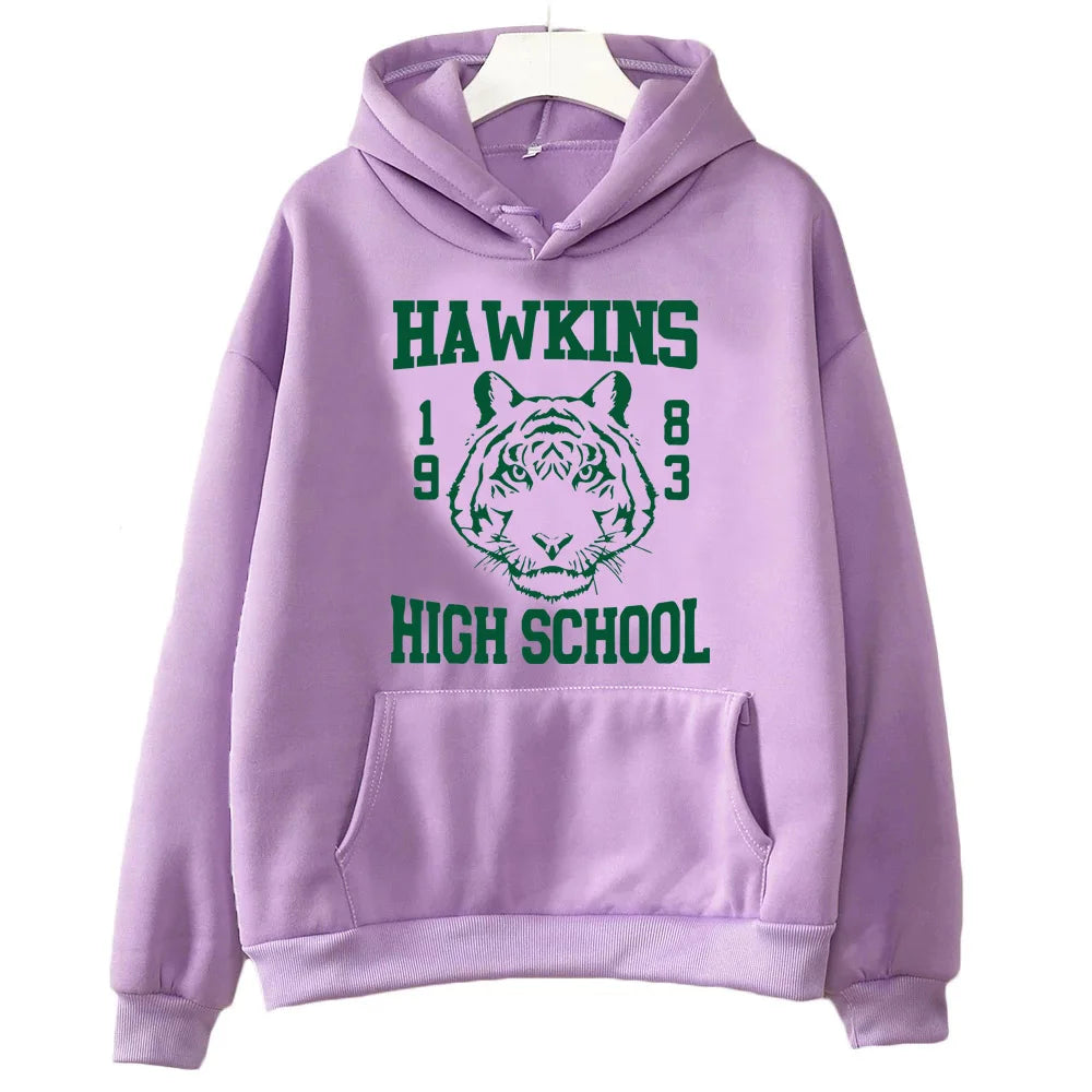 Hawkins High School Tiger Hoodie Surfer Boy Pizza Sweatshirts Gemütliche Tops Streetwear Herren Unisex Sweatshirts