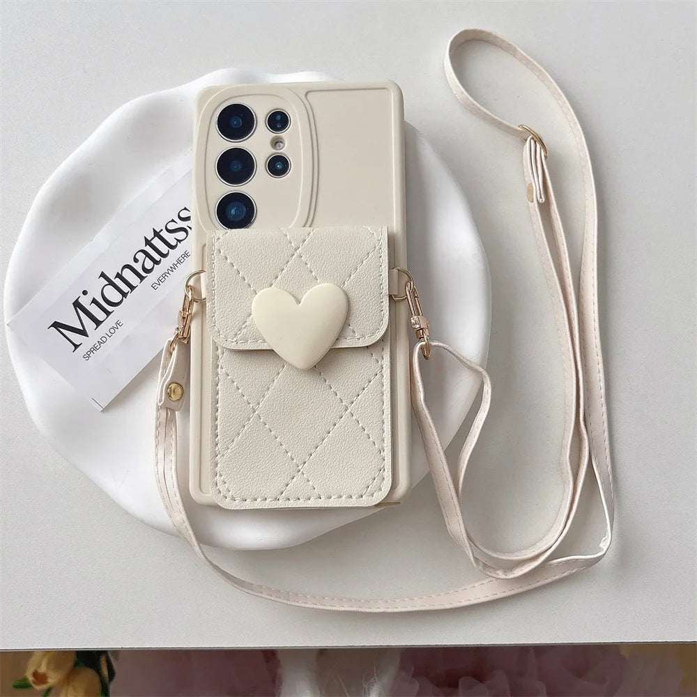 Crossbody Niedliche Brieftasche Kartenhalter Handyhülle für Samsung S25 Ultra S24 S21 FE S23 S22 Plus A54 A55 A35 A25 A15 A06 A16 A56 A36
