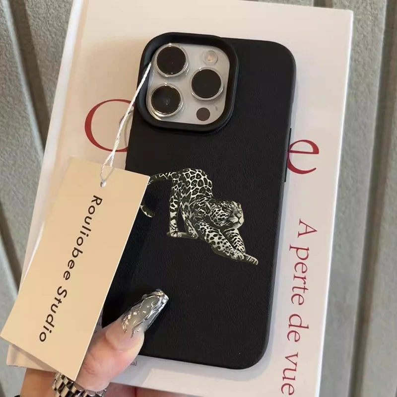 Für iPhone 17 16 15 14 13 12 11 Pro Max Hülle Panther Leopard Animal Print Design Cover für iPhone XS XR X 16E 16 Plus Air Fundas