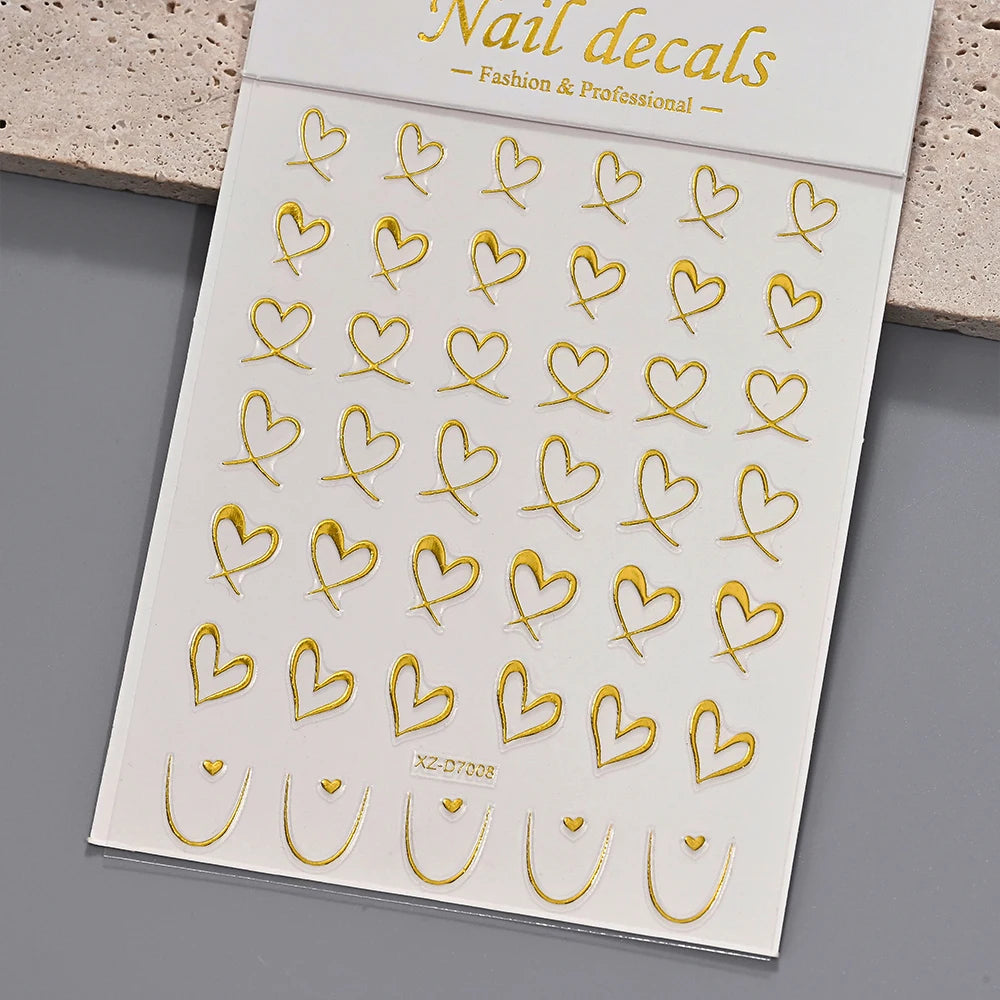 1 Stück 3D Bronzing Gold French Strips LinesNail Art Aufkleber Unregelmäßige Metall French Line Nagelaufkleber Selbstklebendes Nagelzubehör 4