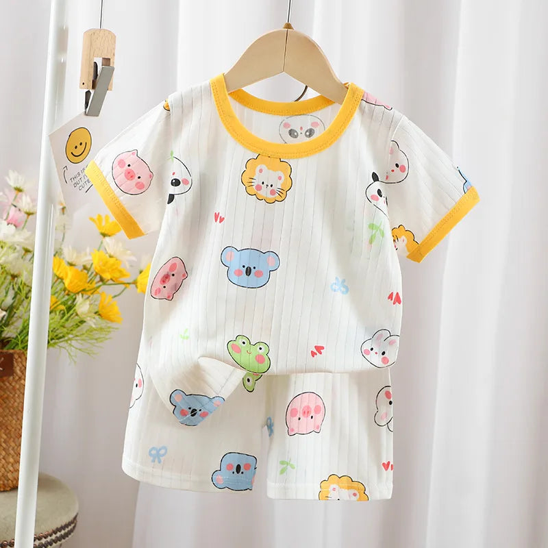 Kinder kleidung Sommer Kurzarm Home Nachtwäsche Kinder setzt Kinder Kleidung Junge Mädchen T-Shirt Shorts Baumwolle Anzug Baby