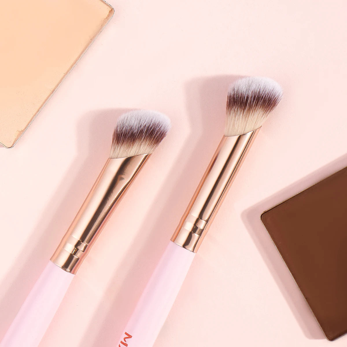 MAANGE 4-teiliges einfaches Make-up-Pinsel-Set mit zwei Enden und Foundation-Puder-Rouge-Details für Lidschattenpinsel, Reiseutensilien für Anfänger