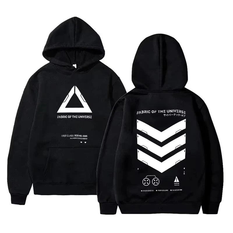 26 Cosmic Fabric Techwear Netzwerk-Punk Street Fashion Hoodie Lässiger Street Roller Skating Lauf-Sweatshirt Cyberpunk-Stil