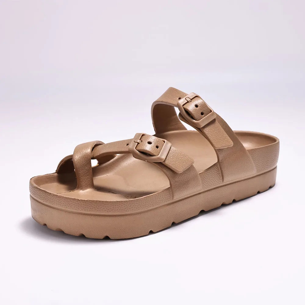 Crestar Modische Plateau-Sandalen, bequeme Schaumstoff-Slides, dicke Sohlen, Outdoor-Strandsandalen mit verstellbarer Schnalle und Fußgewölbeunterstützung