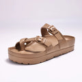 Crestar Modische Plateau-Sandalen, bequeme Schaumstoff-Slides, dicke Sohlen, Outdoor-Strandsandalen mit verstellbarer Schnalle und Fußgewölbeunterstützung