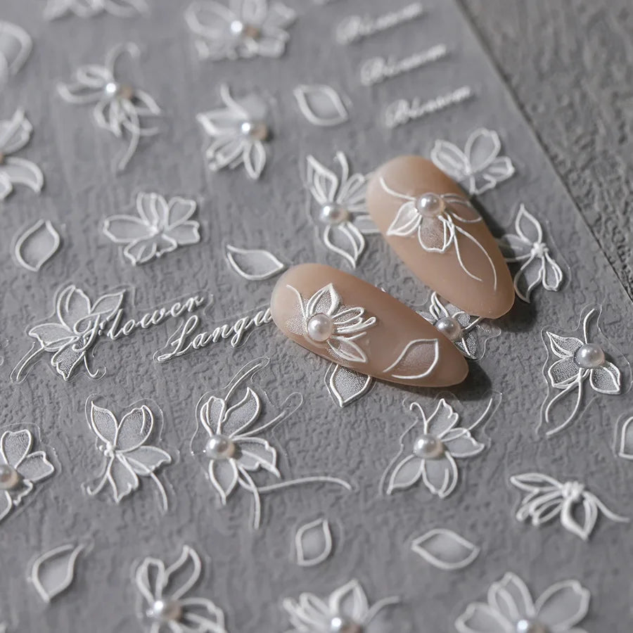 1 Stück 3D Lavendel Blumen Aufkleber für Nägel Frühling Sakura Blumenblätter Selbstklebende Slider Abziehbilder Kunst Maniküre für Dekoration