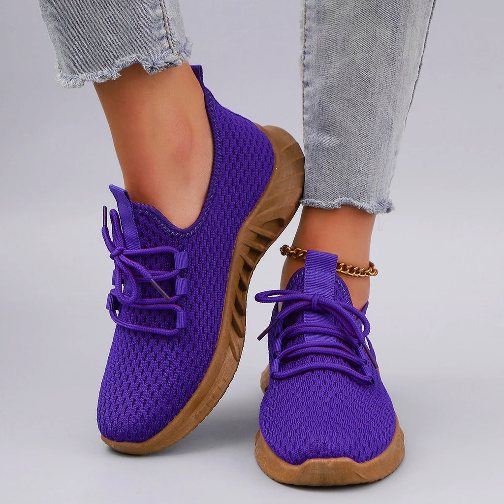 Frühling und Herbst Neue lässige Sportschuhe zum Schnüren für Damen, bequem, atmungsaktiv, leicht, verschleißfest, für Sport und Freizeit