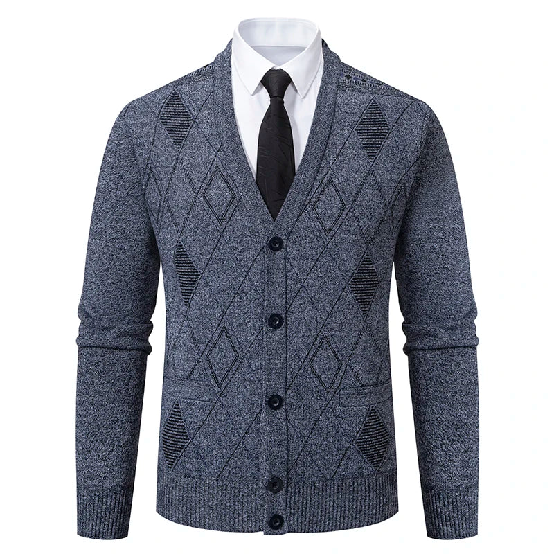 Männer Plaid Strickjacke V-ausschnitt Fleece Pullover männer Herbst Kleidung Klassische Strickjacken Jacke Taste Herren Stricken Outwear