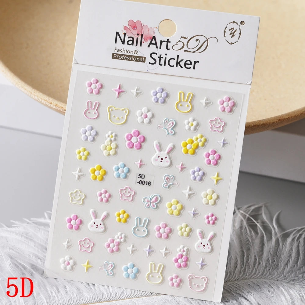 1Pc 3D Cartoon Nette Katze Nagel Kindliche Aufkleber Nette Kitty Welpen Hund Selbstklebende Nail art Haustier Tiere Maniküre schöne Aufkleber *