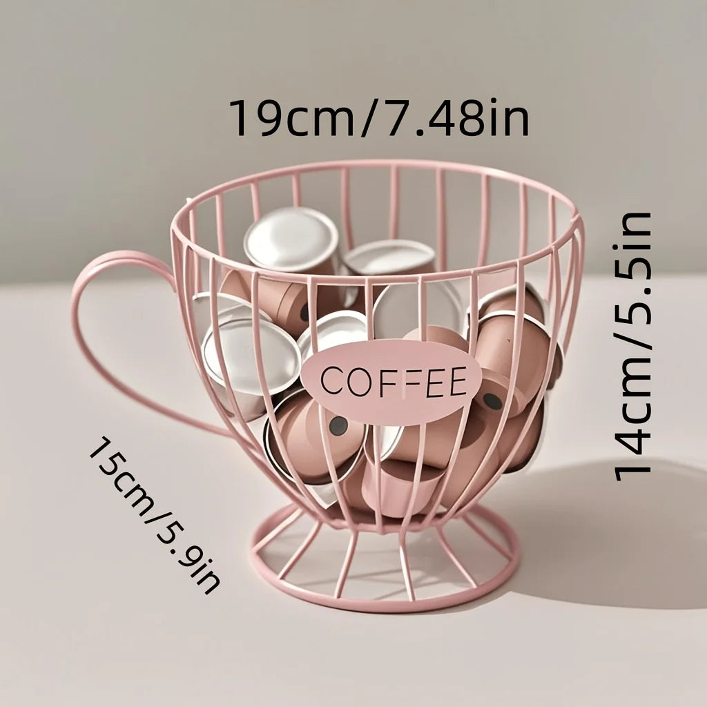 1-teiliger Aufbewahrungskorb für Kaffeekapseln, mit stabiler und langlebiger Rahmenbasis aus Eisen, geeignet für Kaffeekapseln und Snacks