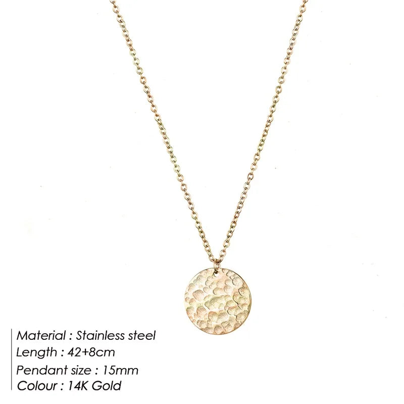 EManco Damen Einfache Runde Anhänger-Halskette Edelstahl Schlüsselbein-Kette Lange Kette Modeschmuck Statement Geschenk für Mädchen