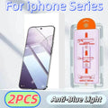 2 Stück Gehärtetes Glas Displayschutzfolie Anti-Blaulicht für iPhone 17 16E 16 15 14 13 12 11 Pro Max XS XS HD Klar Kratzfest