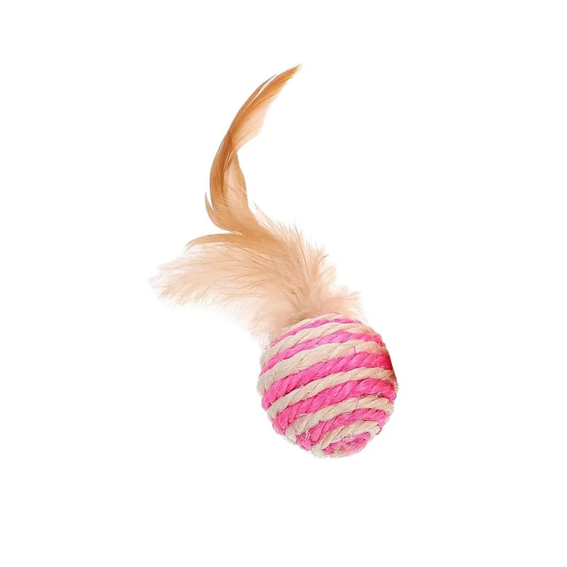 Haustier-Katzenspielzeug, Sisal-Federball, Katzen-Kratzball-Spielzeug, Heimtierbedarf, zufällige Farbe, Nadel, Preppe