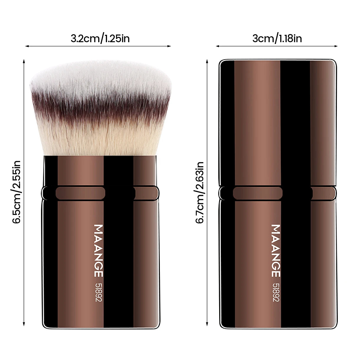 MAANGE 1 Stück einziehbarer Rougepinsel, Kabuki Foundation-Pinsel, weiches, dichtes Pulver, Kontur-Make-up-Pinsel, tragbares Make-up-Schönheitswerkzeug