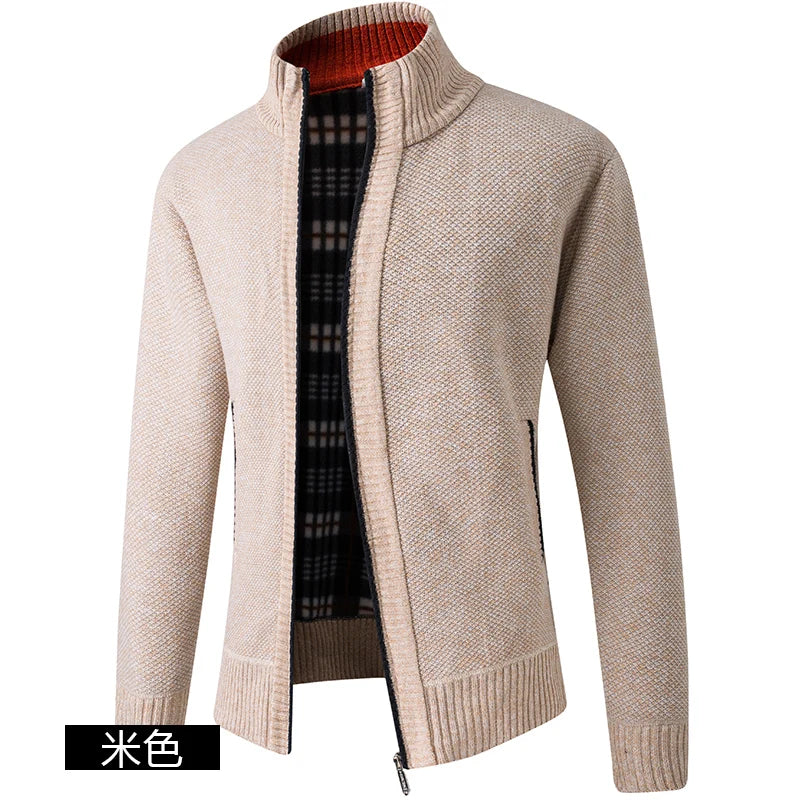 Herren Stehkragen Pullover neue Strickjacke in Herbst und Winter koreanische Version der schlanken einfarbigen Pullover Jacke