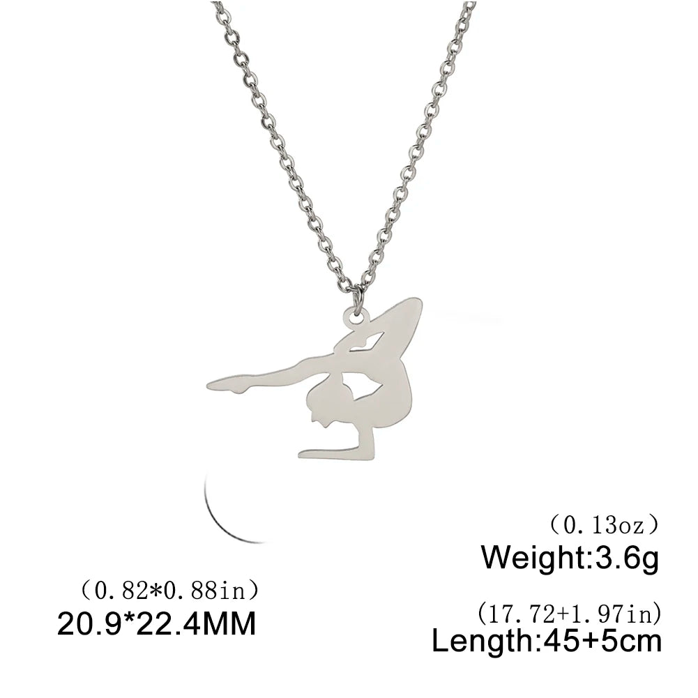 Amaxer Edelstahl Sport Sportler Künstlerische Gymnastik Halskette Für Frauen Anhänger Halsband Team Schmuck Geschenk