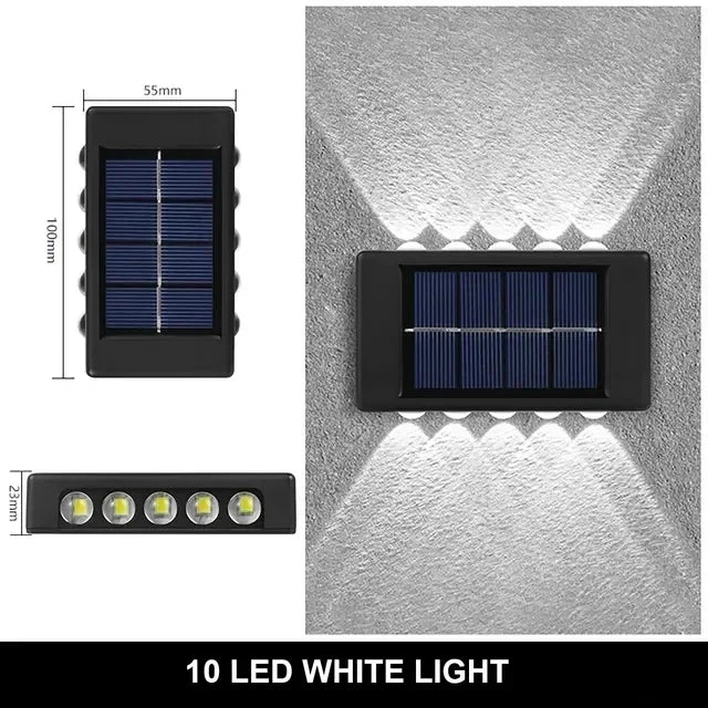 Solar-Außenwandleuchte, 12 LEDs, wasserdicht, Gartenleuchte, Hofbalustrade, dekorative Atmosphärenlampe, nach unten leuchtende Solarlampe