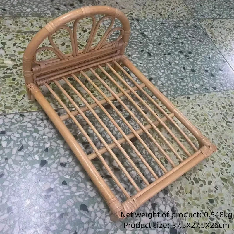 Natürliches Rattan-Katzenbettgestell, handgewebtes Katzen-Fotografie-Requisit, Weiden-Haustierbett für Hauskatzen, Mini-Fotoshooting-Bett für Kätzchen