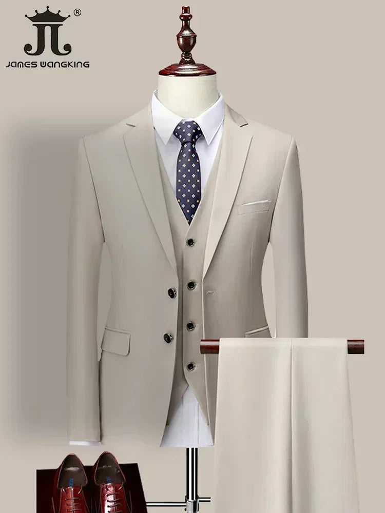 14 Farben M-6XL ( Jacke + Weste + Hose) High-End-Marke formale Business Herren Anzug dreiteiligen Bräutigam Brautkleid einfarbigen Anzug