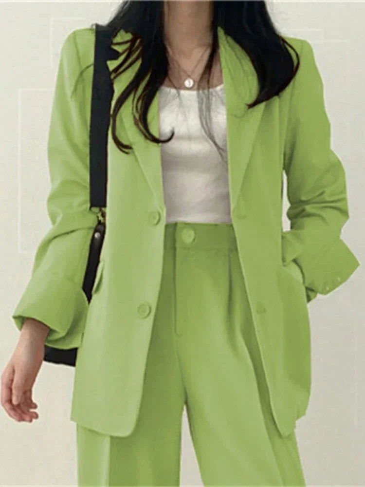 Frühling Herbst Neu in Koreanischer Mode 2-Teilige Sets Damen Outfits Hosen-Sets Eleganter Anzug Mantel 2-Teilige Sets Damen Jacke