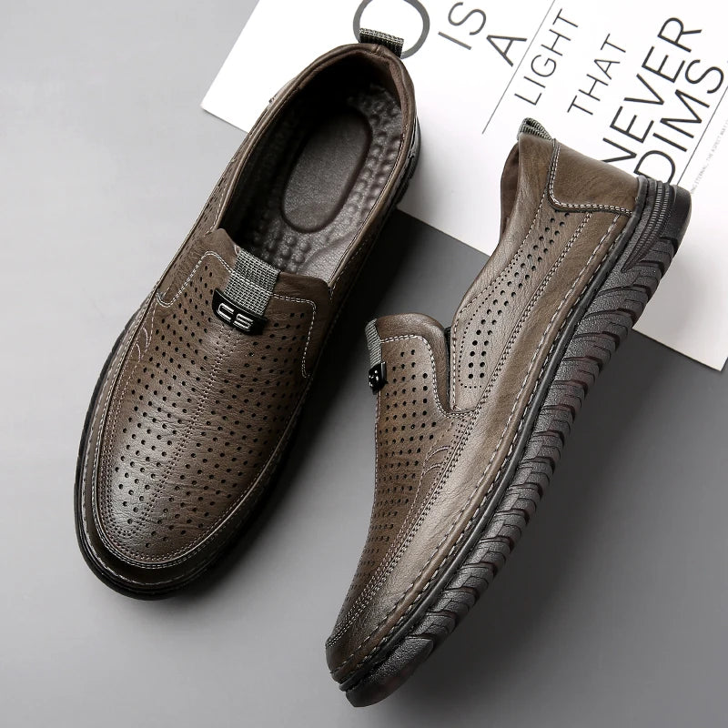 Herren Slip-on Loafers Sommer Atmungsaktive Rutschfeste Business-Freizeitschuhe Weiche Sohle Outdoor-Fahrschuhe-WC886-1