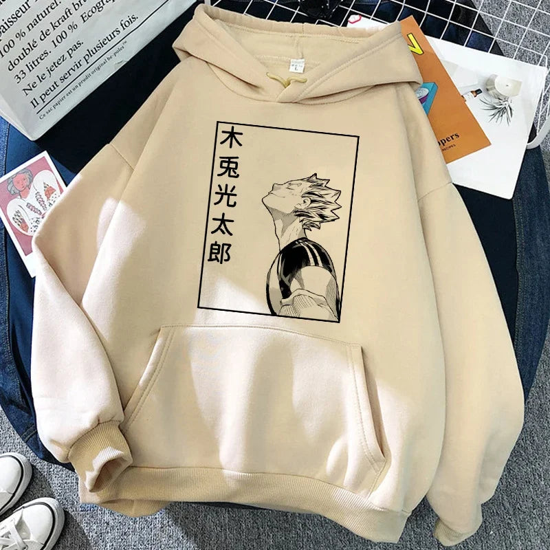 90er Jahre japanische Anime Haikyuu Hoodies Frauen lustige Karasuno Fly High Grafik Streetwear Winter warme Mode männliche Sweatshirts Unisex