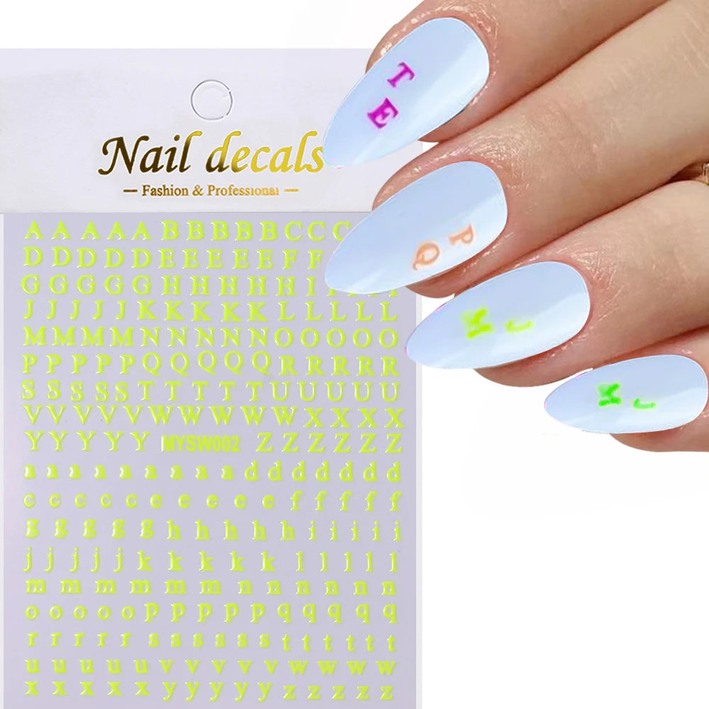 1 Stück 3D Englischer Buchstabe Nail Art Aufkleber Kleine 26 Alphabet Klebeaufkleber 10*8 cm 0-9 Nummer DIY Sliders Maniküre Dekorationen