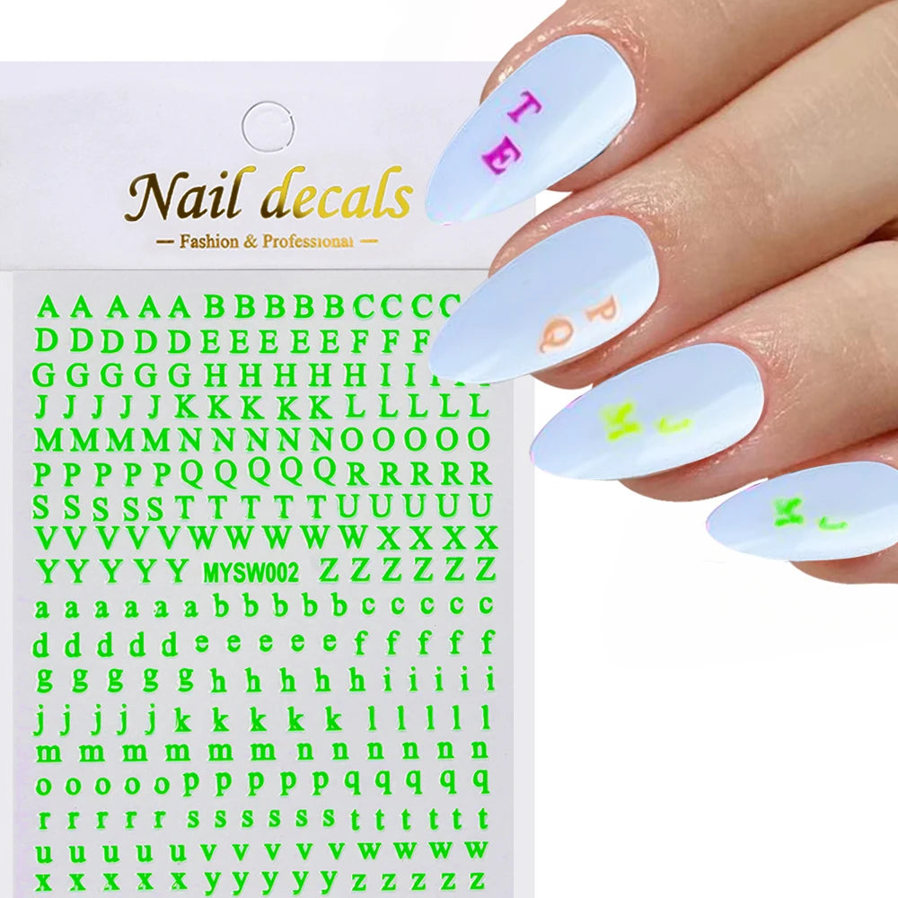 1 Stück 3D Englischer Buchstabe Nail Art Aufkleber Kleine 26 Alphabet Klebeaufkleber 10*8 cm 0-9 Nummer DIY Sliders Maniküre Dekorationen