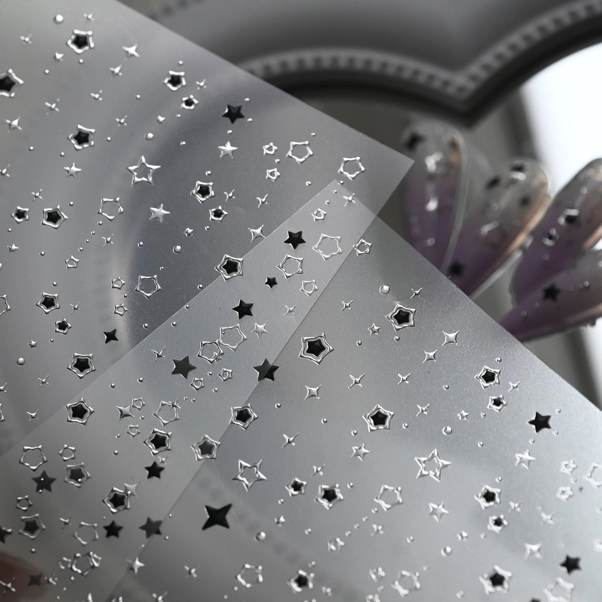 Y2k Silber Heißpräge Hohlstern-Nagelaufkleber 5D Relief Sexy Silber Schwarz Sternförmige Nagelsticker DIY Nagel-Deko