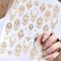 1 Stück 5D geprägte Gold rosa Diamant Halskette Nagelaufkleber Vintage Barock Zepter Nagelaufkleber selbstklebende Nägel Kunstdekoration