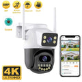 BELIA WiFi-Überwachungskamera mit zwei Objektiven, 4-facher Digitalzoom, 4K 8MP AI Human Detect, ONVIF, PTZ-IP-Sicherheitskameras für den Außenbereich