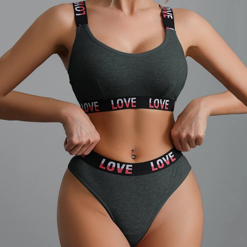CINOON Sexy Push-Up-Oberteile-Set, Höschen mit niedriger Taille, kabellose Damenunterwäsche, Sport-BH-Set aus Baumwolle, rückenfreies Bralette-Dessous