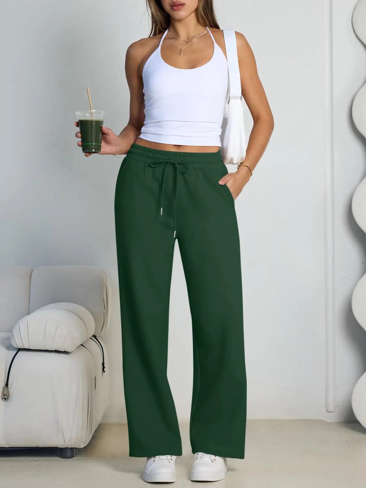 2026 Damen Weite Jogginghose, Europäische und Amerikanische Unisex-Sweatpants, Gerade geschnittene Freizeithose mit Kordelzug im Bund