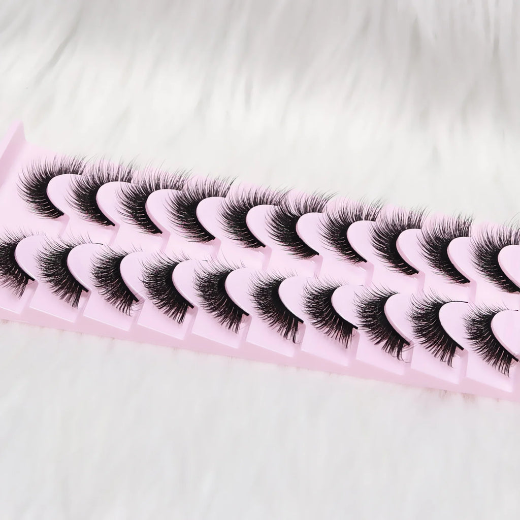 10 Paar C-Curl Fox Eyes Künstliche Wimpern - Weiche Faux-Nerz Wiederverwendbar, Langanhaltend Einfach Anzuwenden, Perfekt für Party/Tägliches Make-up