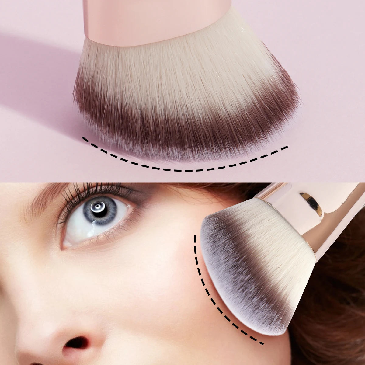 MAANGE 4-teiliges einfaches Make-up-Pinsel-Set mit zwei Enden und Foundation-Puder-Rouge-Details für Lidschattenpinsel, Reiseutensilien für Anfänger