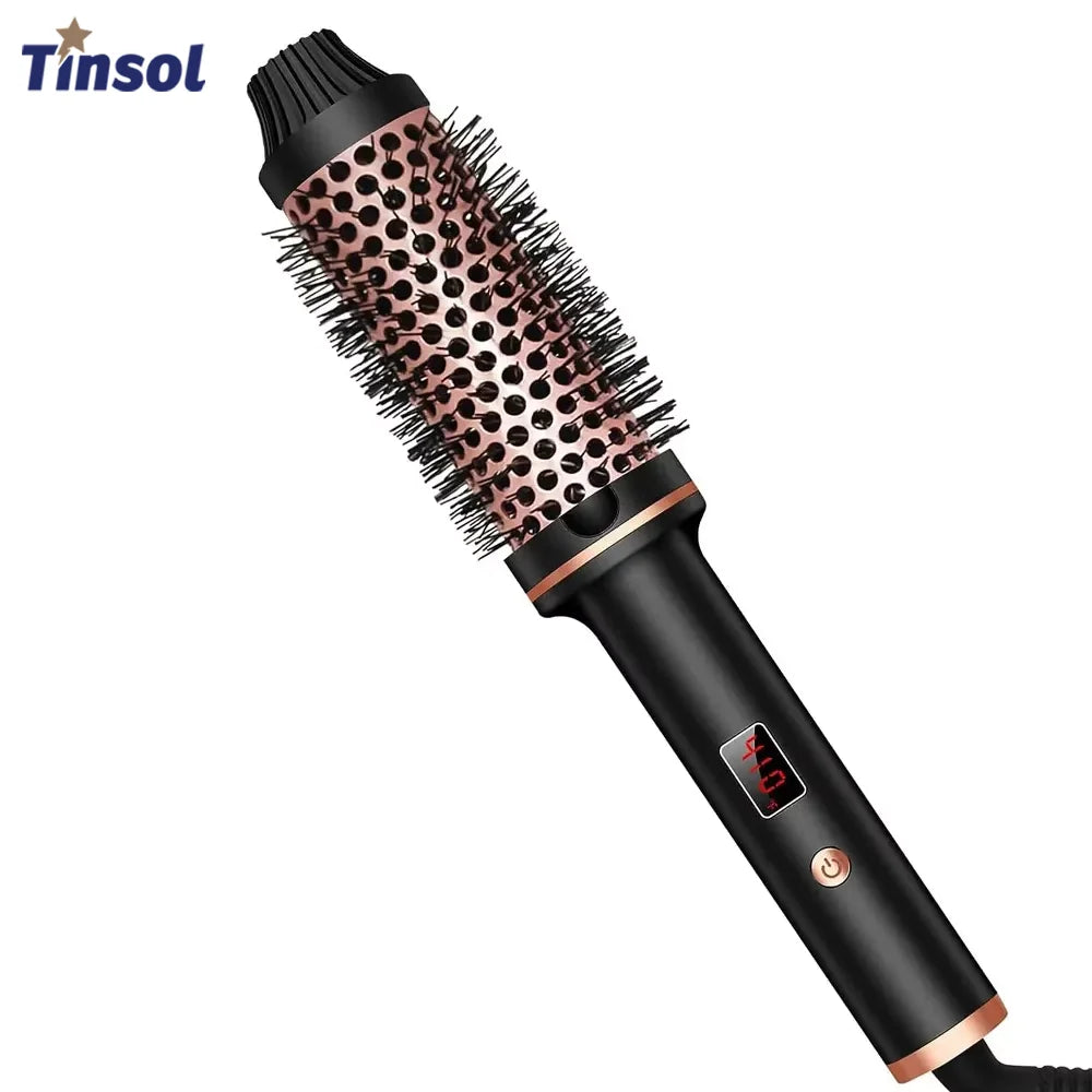 3-in-1-Lockenwickler mit ionischem Haar, professioneller Lockenstab, beheizte Haar-Styling-Bürste, Anti-Verbrühungs-Thermobürste, Lockenstäbchen
