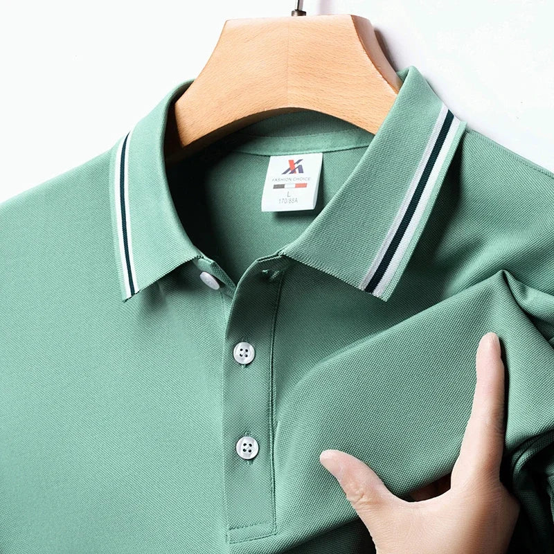 Herrenmode, einfarbig, kurzärmelig, gestreift, Revers, Poloshirt, Sommer, atmungsaktiv, bequem