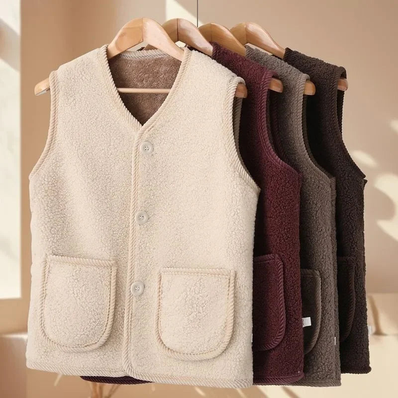 Winter warme Fleece-Weste für Mama, verdickte Lammwolle-Weste, Oberbekleidung für ältere Frauen, Herbst und Winter, Übergröße, isoliert