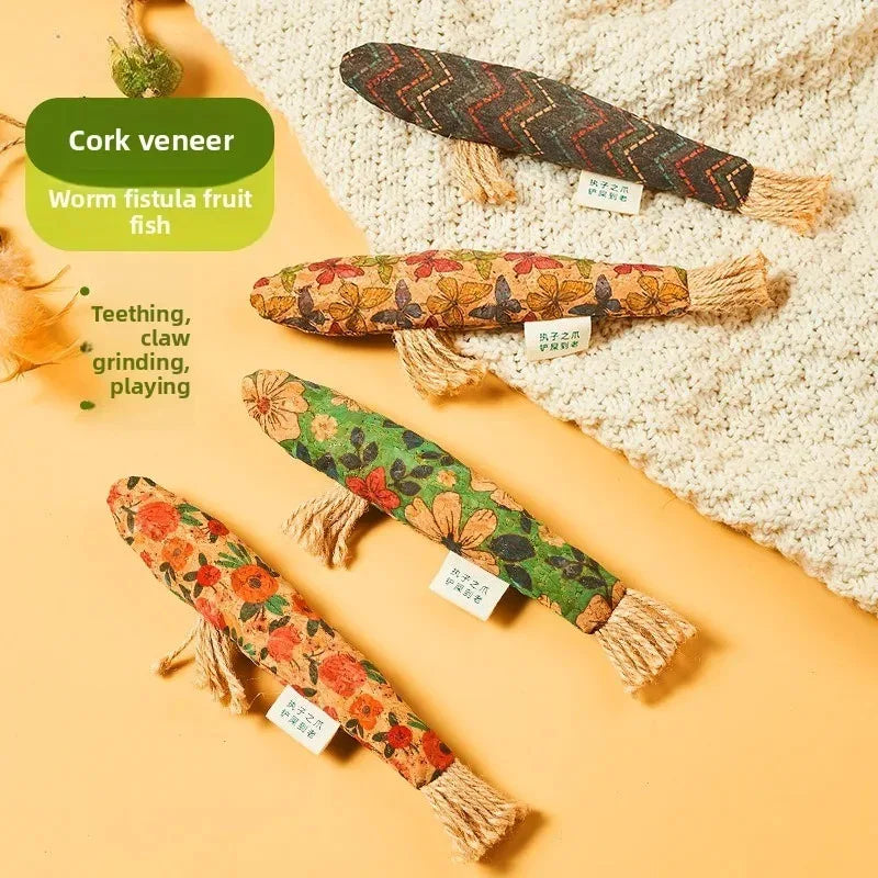 Korkfisch-förmiges Katzenspielzeug, sicher, bissfest, lockt Katzen zum Beißen an, schleift Zähne, schießt Krallen, lindert Langeweile, interaktives Haustierspielzeug