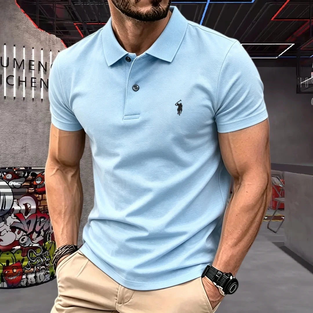 100% reine Baumwolle, hochwertiges Marken-Herren-Poloshirt mit kurzen Ärmeln, Sommer 2026, luxuriöses Mode-Golf-Oberteil mit Pony-Stickerei, lässiges T-Shirt