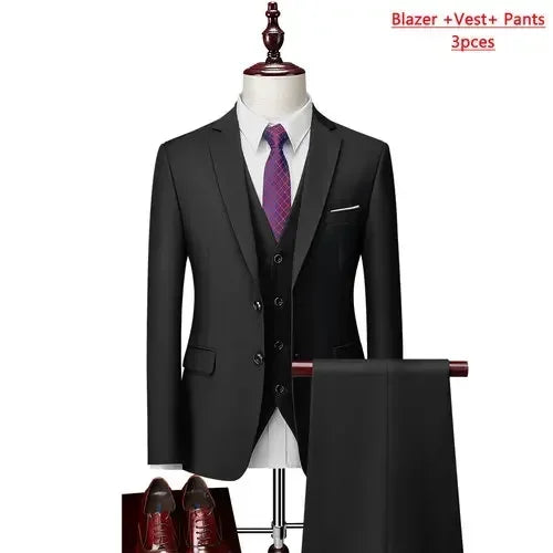 14 Farben M-6XL ( Jacke + Weste + Hose) High-End-Marke formale Business Herren Anzug dreiteiligen Bräutigam Brautkleid einfarbigen Anzug