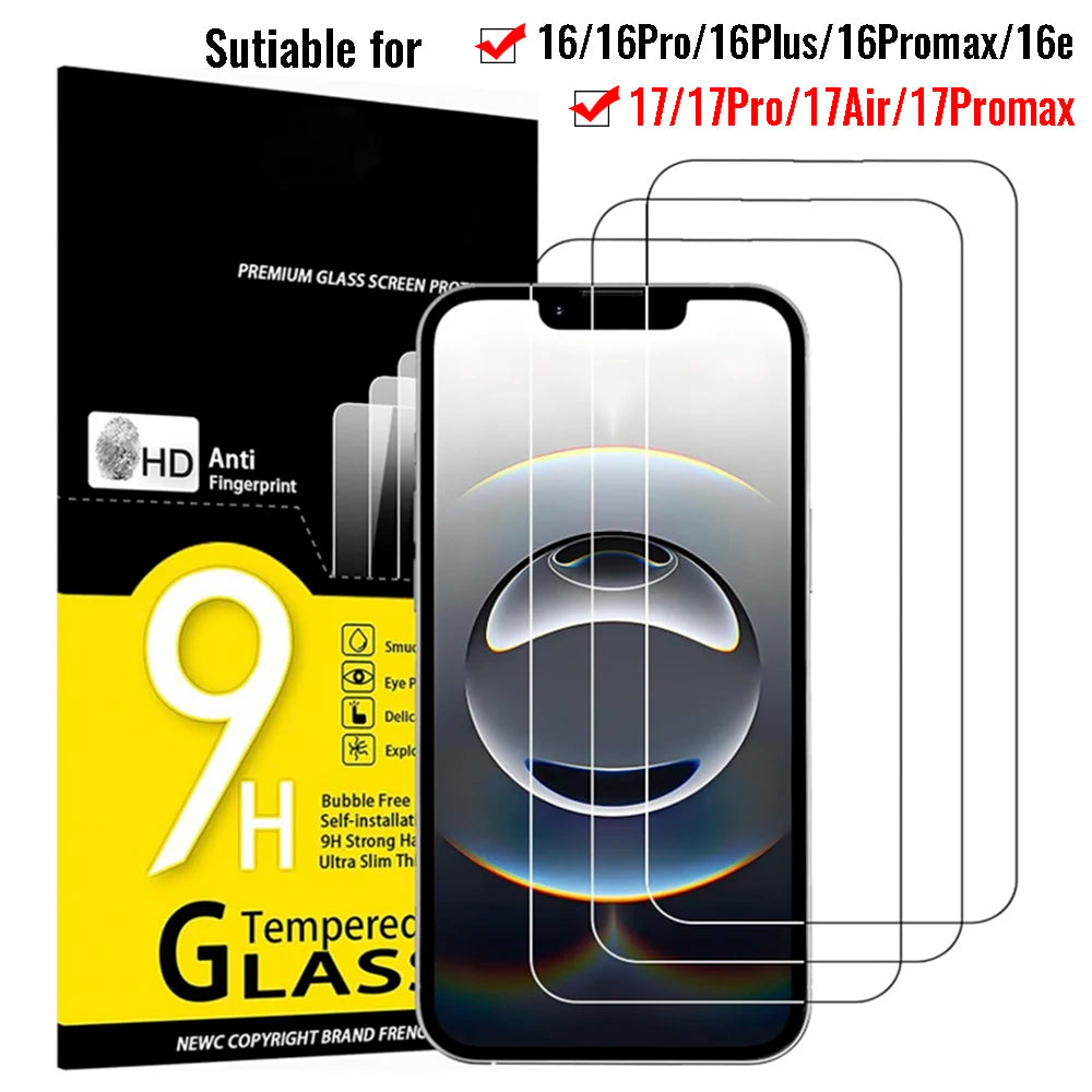 Displayschutzfolie aus gehärtetem Glas für iPhone 17/16 Pro Max 17 Air HD, klare, kratzfeste Schutzfolie für iPhone 17 Pro Max 16 Plus