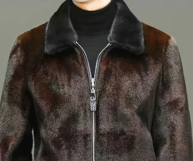 Übergroße Herren-Kunstpelzjacke, Kunstnerz-Mantel, Verdickter Warmer Oberteil, Revers-Nerzjacke, Herbst- und Winterstil